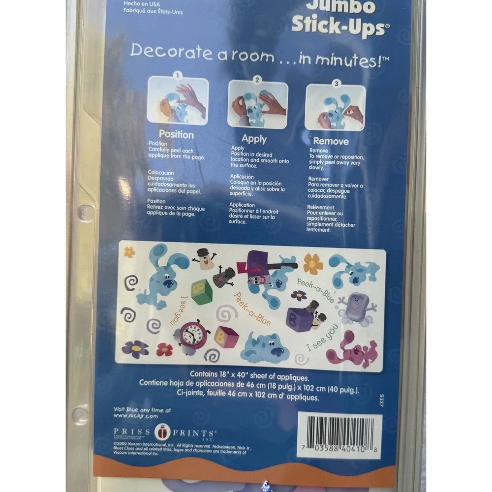 Blues Clues Jumbo‎ Wall Art Stick Ups Nickelodeon Y2K (25 pc) Cartoon Decals NIP
